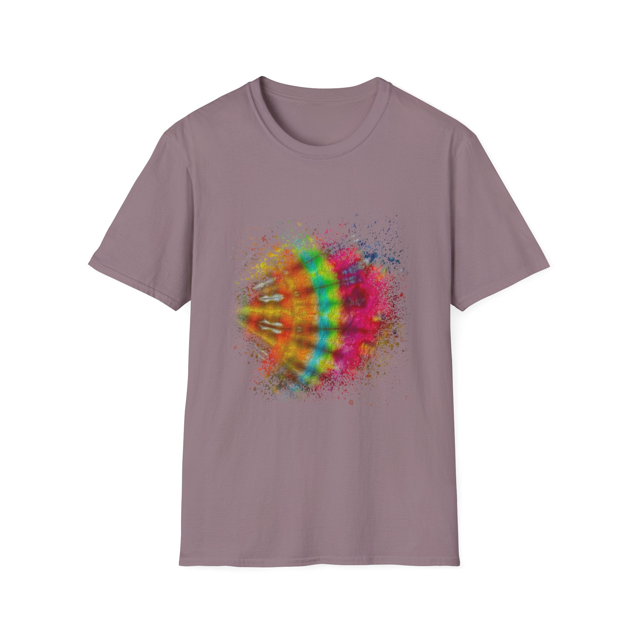 Mandarin Halo 2:  Colorful Splash Unisex Softstyle T-Shirt - Fun Graphic Tee for Summer, Festival Fashion, Casual Wear, Unique Gift Idea, Vibrant [...]
