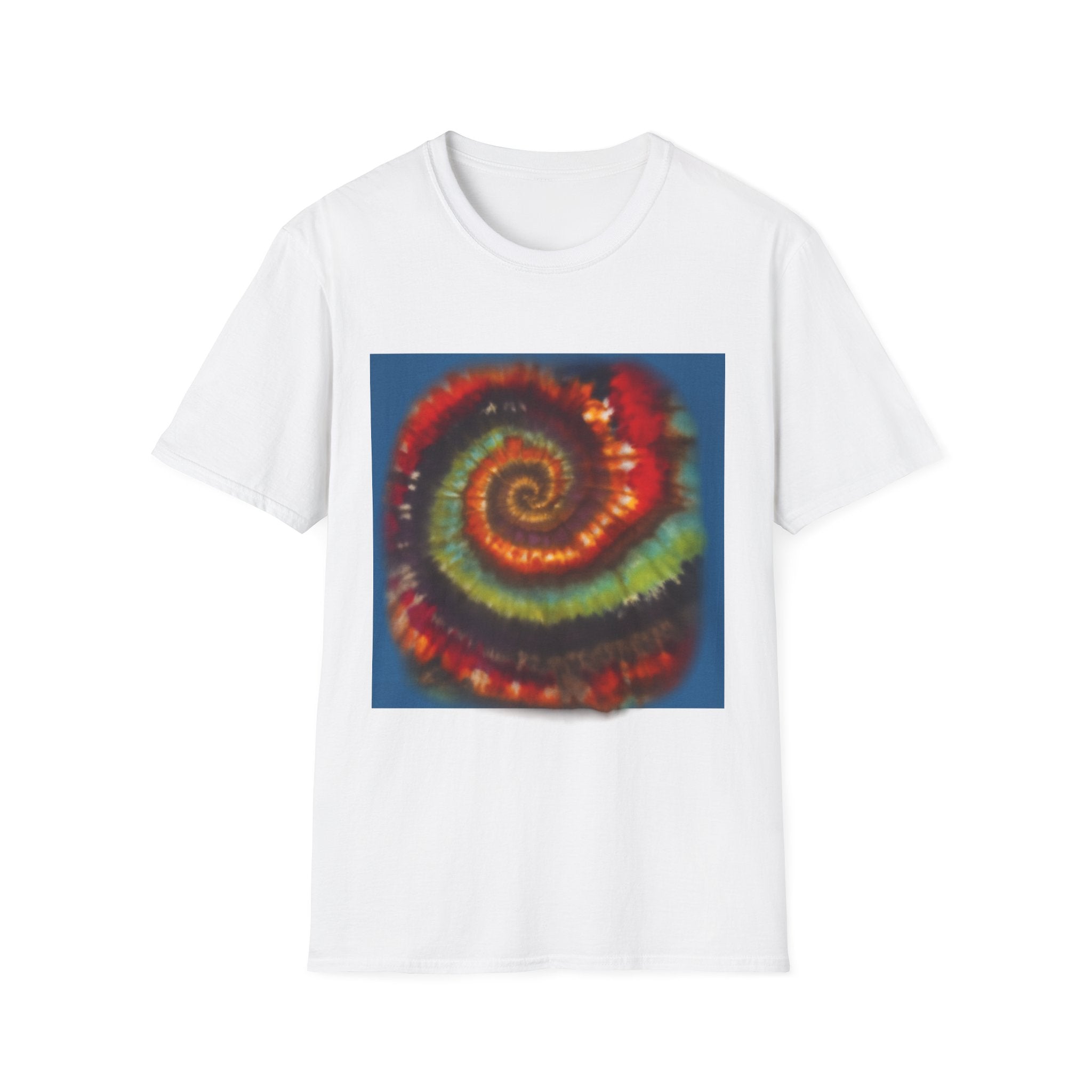 CHARTREUSE LEGEND:  Colorful Spiral TIe Dye Design Unisex Softstyle T-Shirt | Bohemian Vibe, Everyday Wear, Gift, Festival Style, Relaxation