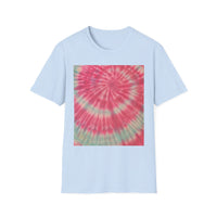 FLAMINGO:  Pink explosion! Colorful Tie-Dye Unisex Softstyle T-Shirt – Perfect for Festivals, Summer Vibes, Casual Outings, Gifts, and Everyday Wear