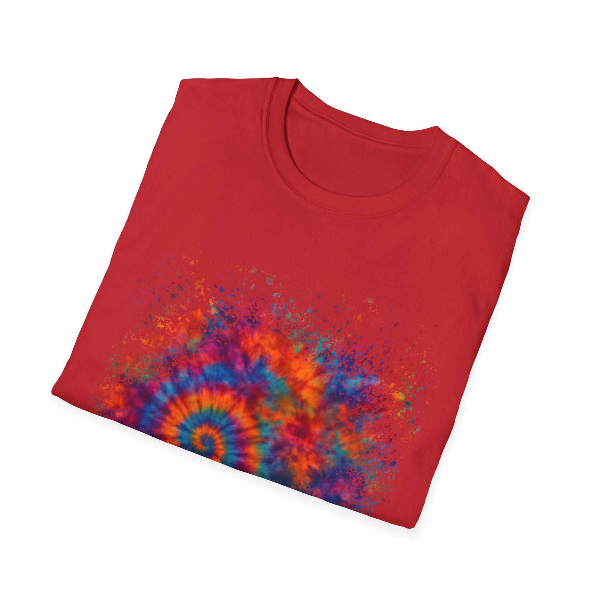 TANGERINE SWIRL: Colorful mini Swirl Unisex Softstyle T-Shirt, Vivid Tie-Dye Tee, Festival Shirt, Bohemian Style Top, Summer Vibes Clothing