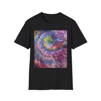 DRAGONFLY DESTINY: Fantasy inspired, Vibrant Tie-Dye T-Shirt, Unisex Softstyle Tee for Festivals, Summer Outings, Birthday Gifts, Casual Wear, Eco-Friendly Fashion