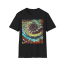 TEMPTATION: Mystical Vibrant Tie-Dye T-Shirt, Unisex Softstyle Tee, Boho Festival Wear, Summer Vibe Shirt, Eco-Friendly Apparel, Gift for Him or Her