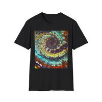 TEMPTATION: Mystical Vibrant Tie-Dye T-Shirt, Unisex Softstyle Tee, Boho Festival Wear, Summer Vibe Shirt, Eco-Friendly Apparel, Gift for Him or Her