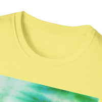 SWAMI: Soft, dreamy sea green/blue Tie-Dye Unisex T-Shirt, Festival Wear, Casual Style, Summer Vibes, Gift for Friends, Eco-Friendly Fashion