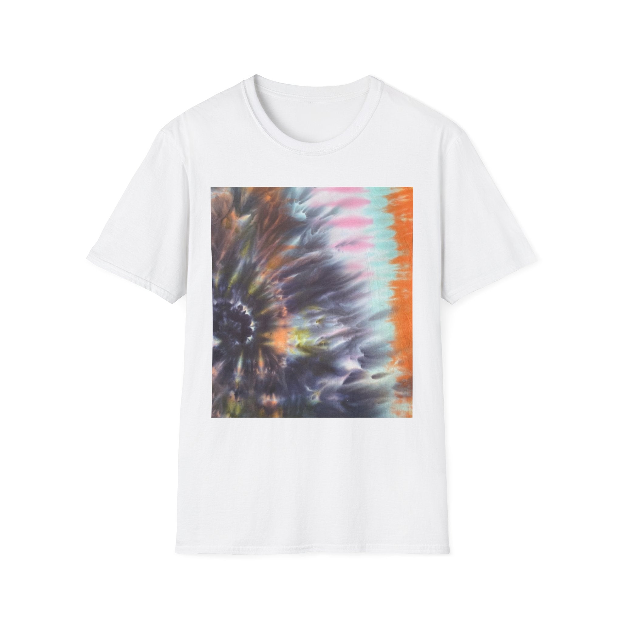 BRAVADO: Feather inspired, Colorful Tie-Dye Unisex T-Shirt, Retro Vibe Shirt, Summer Festival Tee, Gift for Boho Lovers, Comfortable Everyday Wear