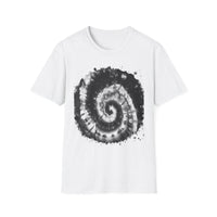 ABYSS: "Down the rabbit hole" vibe, Tie-Dye monochrome Swirl, Unisex Softstyle T-Shirt | Colorful Summer Shirt | Perfect for Festivals, Casual Outings, Gifting, Holidays