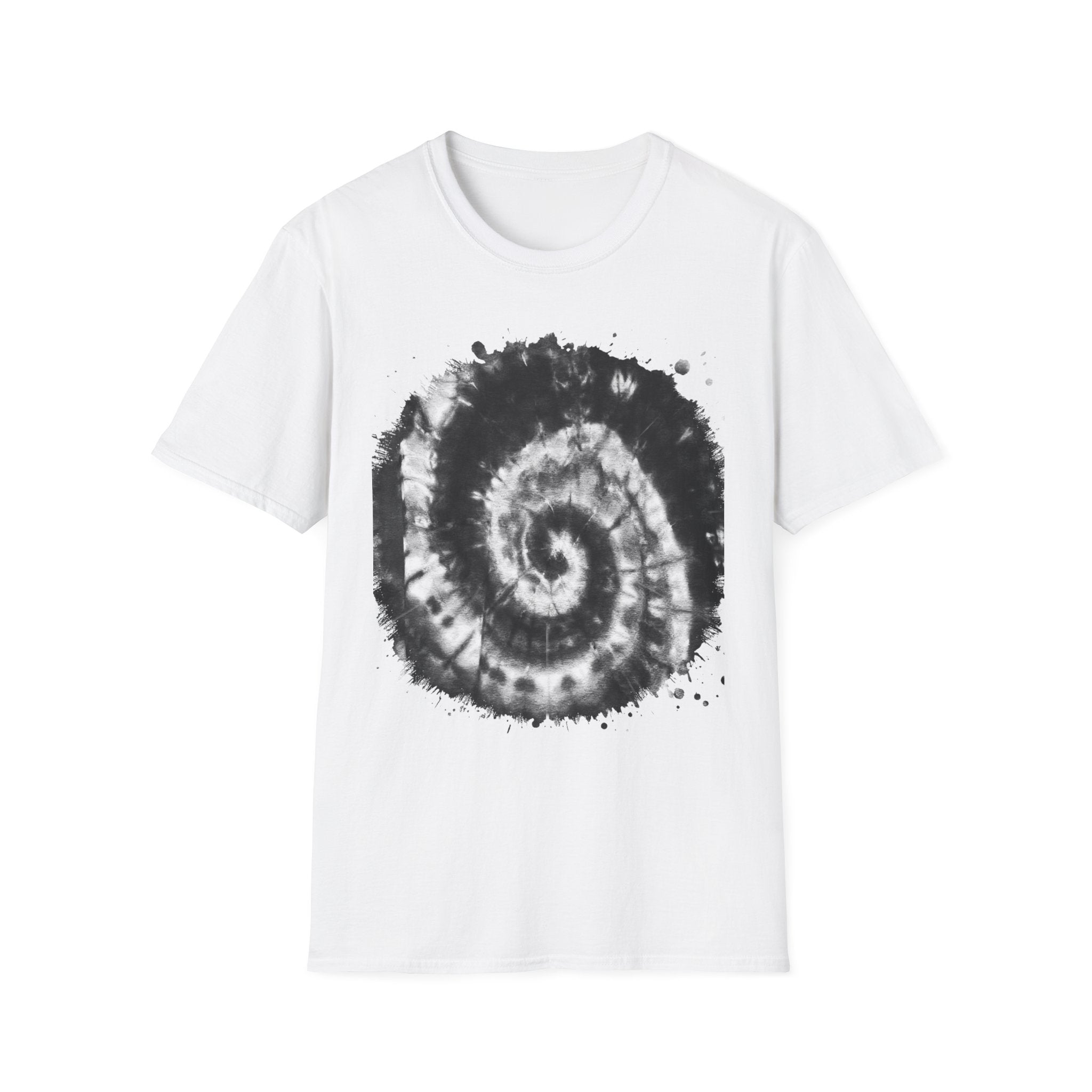 ABYSS: "Down the rabbit hole" vibe, Tie-Dye monochrome Swirl, Unisex Softstyle T-Shirt | Colorful Summer Shirt | Perfect for Festivals, Casual Outings, Gifting, Holidays
