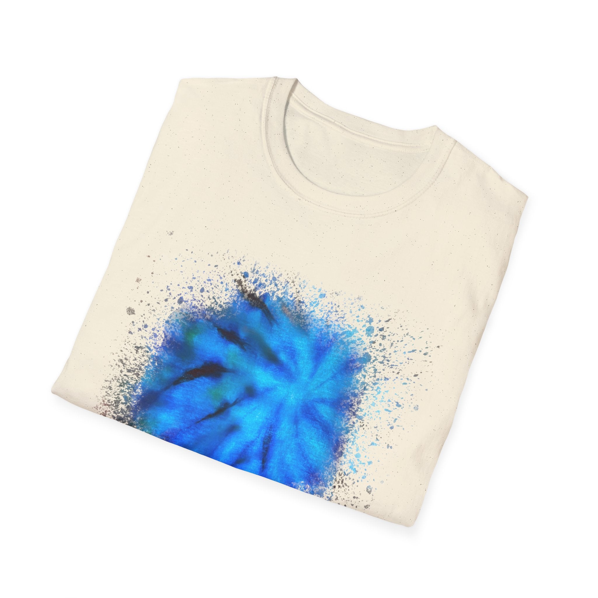 Blue Tide 2:  Vibrant Blue Drip Edge Tie-Dye Unisex Softstyle T-Shirt, Comfy Casual Wear, Summer Outfits, Beach Vibes, Gift for Him/Her, Trendy Apparel