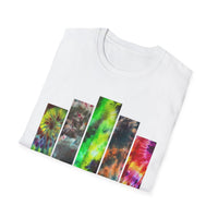 DYNAMO: Vibrant Tie-Dye collage Unisex Softstyle T-Shirt, Festival Wear, Casual Summer Top, Gift for Friends, Boho Style Tee, Colorful Graphic Tee