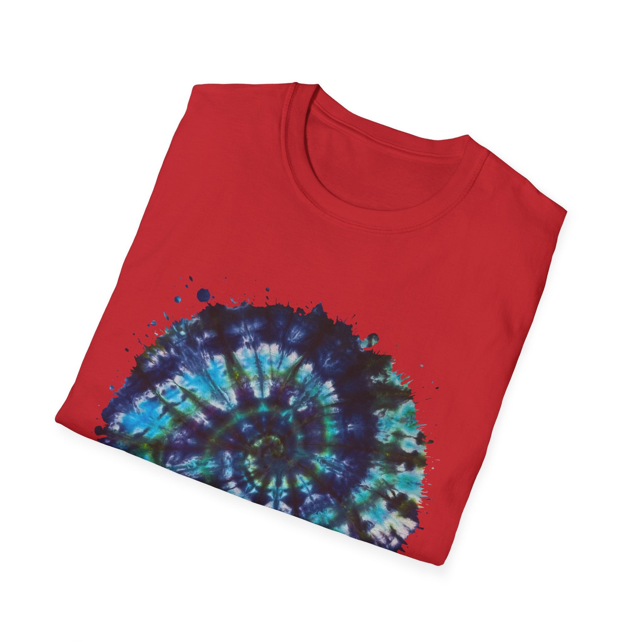 Cobalt Tornado 2:  Spiral Tie-Dye T-Shirt, Unisex Kaftan, Bohemian Tee, Beachwear, Summer Top, Festival Gear, Unique Gift
