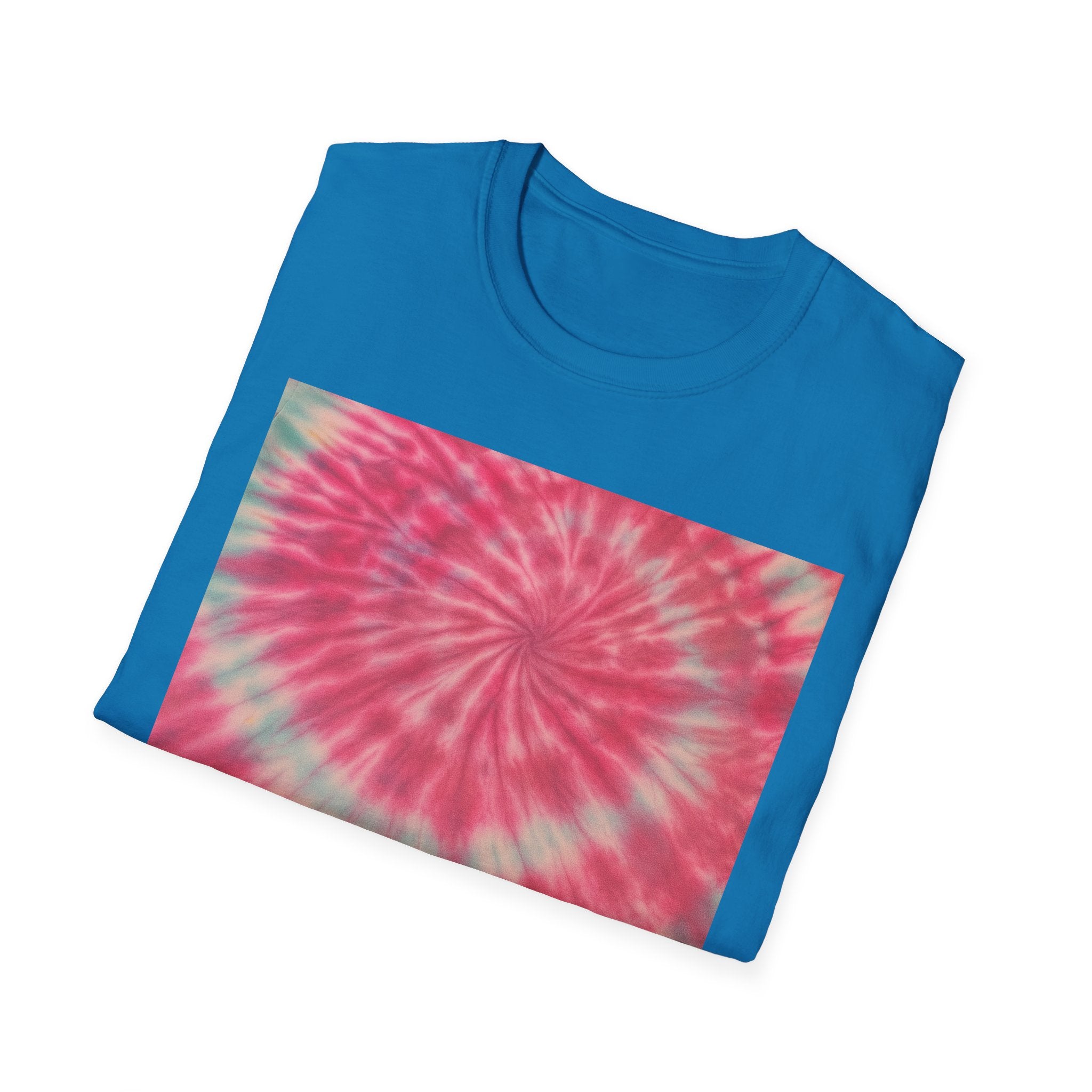 FLAMINGO:  Pink explosion! Colorful Tie-Dye Unisex Softstyle T-Shirt – Perfect for Festivals, Summer Vibes, Casual Outings, Gifts, and Everyday Wear