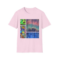 NORTHERN LIGHTS: Vibrant  Tie Dye collage Art, Unisex Softstyle T-Shirt | Casual Fashion, Gift for Art Lovers, Summer Wear, Festival Outfit, Unique Graphic Tee