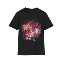 ENIGMA: Gritty, edgy Colorful Abstract Art Unisex Softstyle T-Shirt, Casual Graphic Tee, Gift for Art Lovers, Unique Printed Shirt, Summer Wear, Festival Apparel