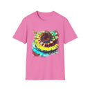Gideon 2:  Vibrant Swirl Snowy Unisex Softstyle T-Shirt, Colorful Tie-Dye Tee, Trendy Casual Wear, Perfect Gift, Summer Vibes