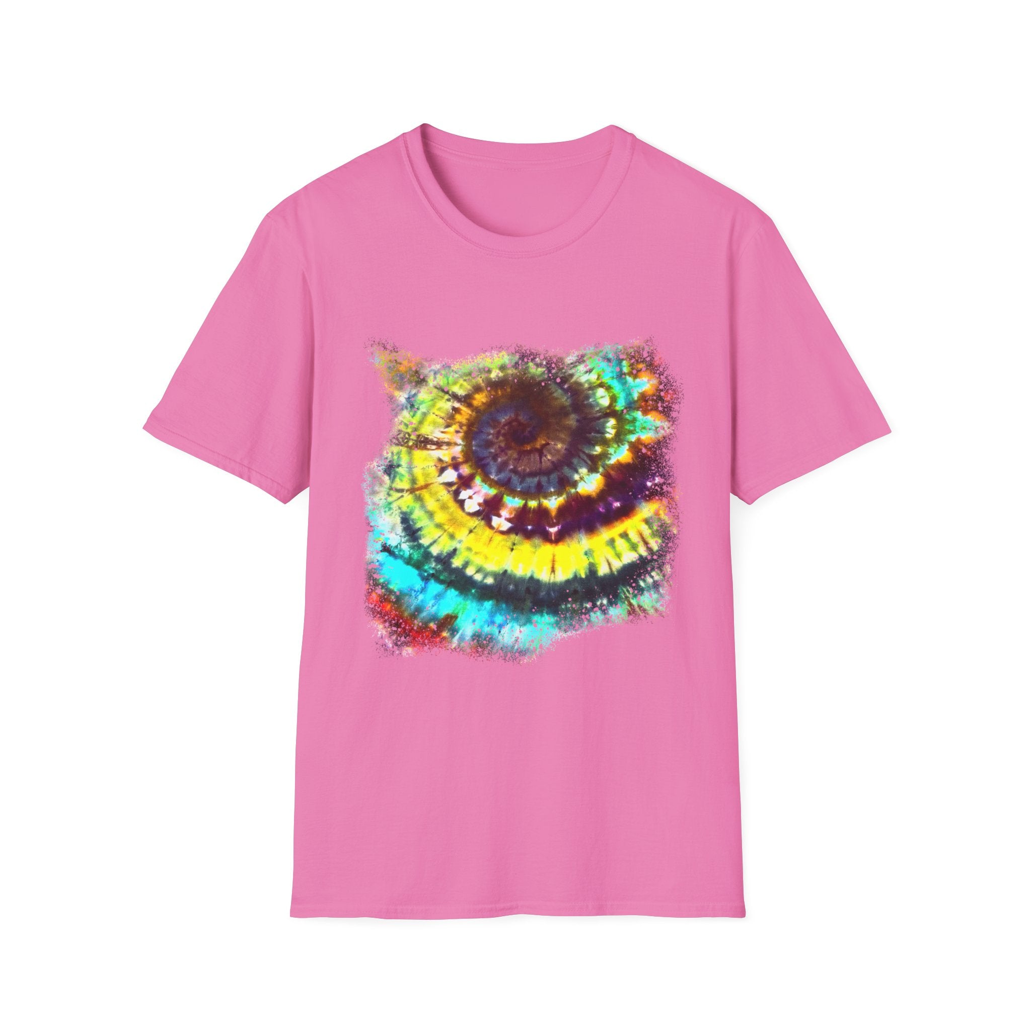 Gideon 2:  Vibrant Swirl Snowy Unisex Softstyle T-Shirt, Colorful Tie-Dye Tee, Trendy Casual Wear, Perfect Gift, Summer Vibes