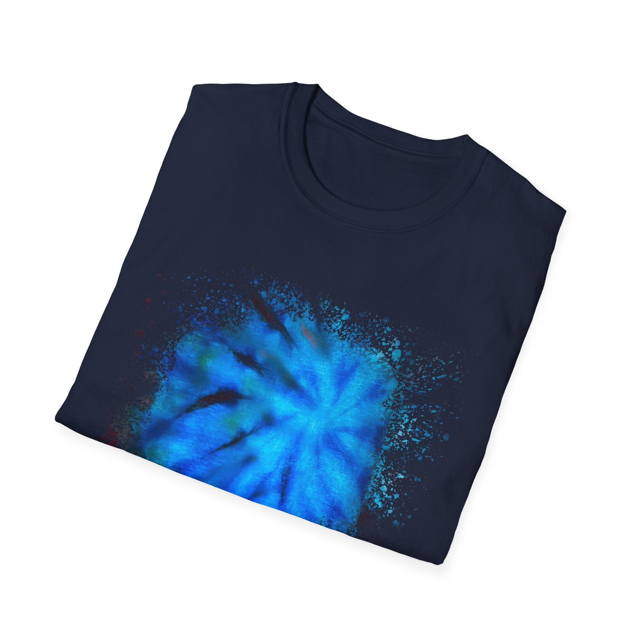 Blue Tide 2:  Vibrant Blue Drip Edge Tie-Dye Unisex Softstyle T-Shirt, Comfy Casual Wear, Summer Outfits, Beach Vibes, Gift for Him/Her, Trendy Apparel