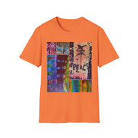 EQUITY: Bohemian Peace Graphic Tie Dye collage Tee, Unisex Softstyle T-Shirt, Tie-Dye Vibe Shirt, Festival Fashion, Relaxed Fit Top