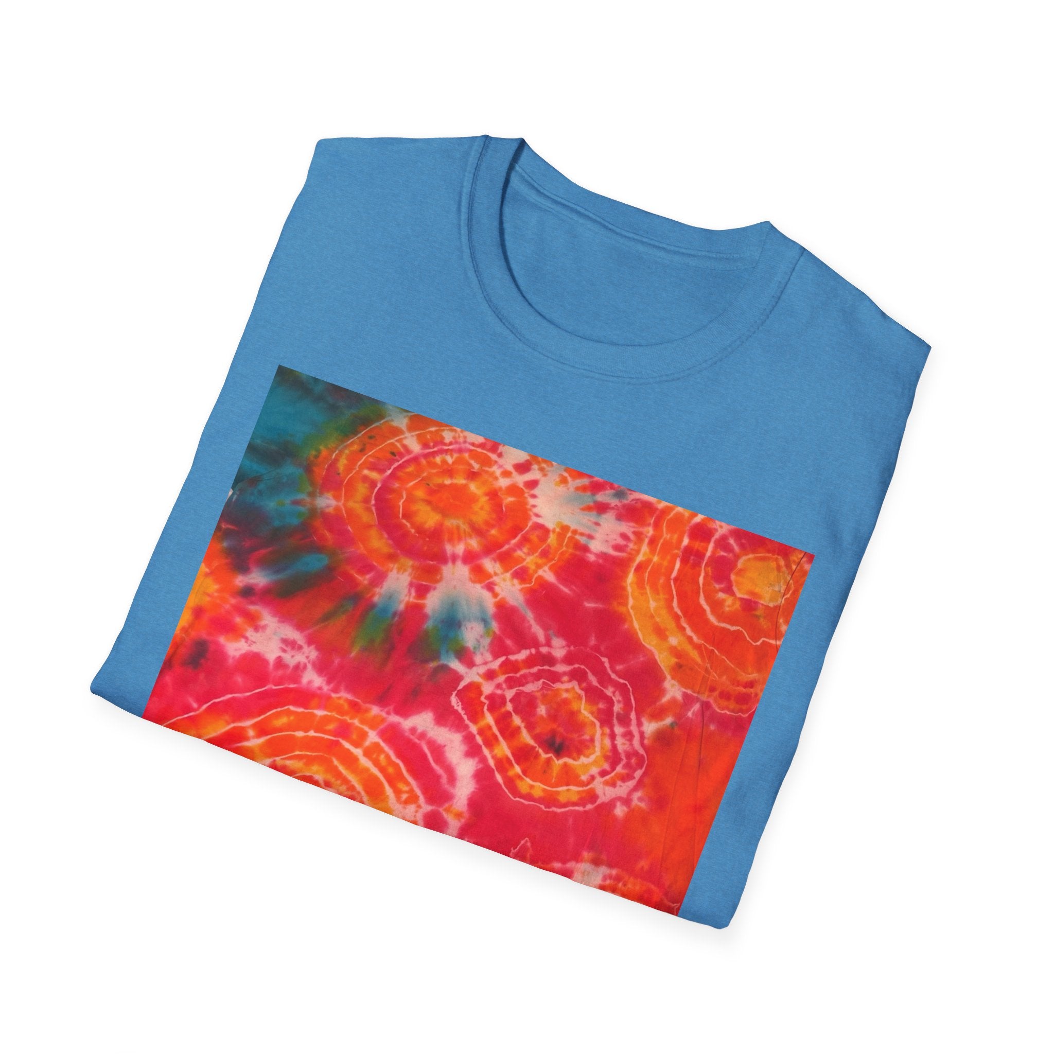 RIPPLE: Koi pond inspired ripple swirl style, Tie-Dye Unisex Softstyle T-Shirt, Bohemian Tee, Summer Vibes Shirt, Festival Wear, Gift for Her, Unique Tie Dye Fashion