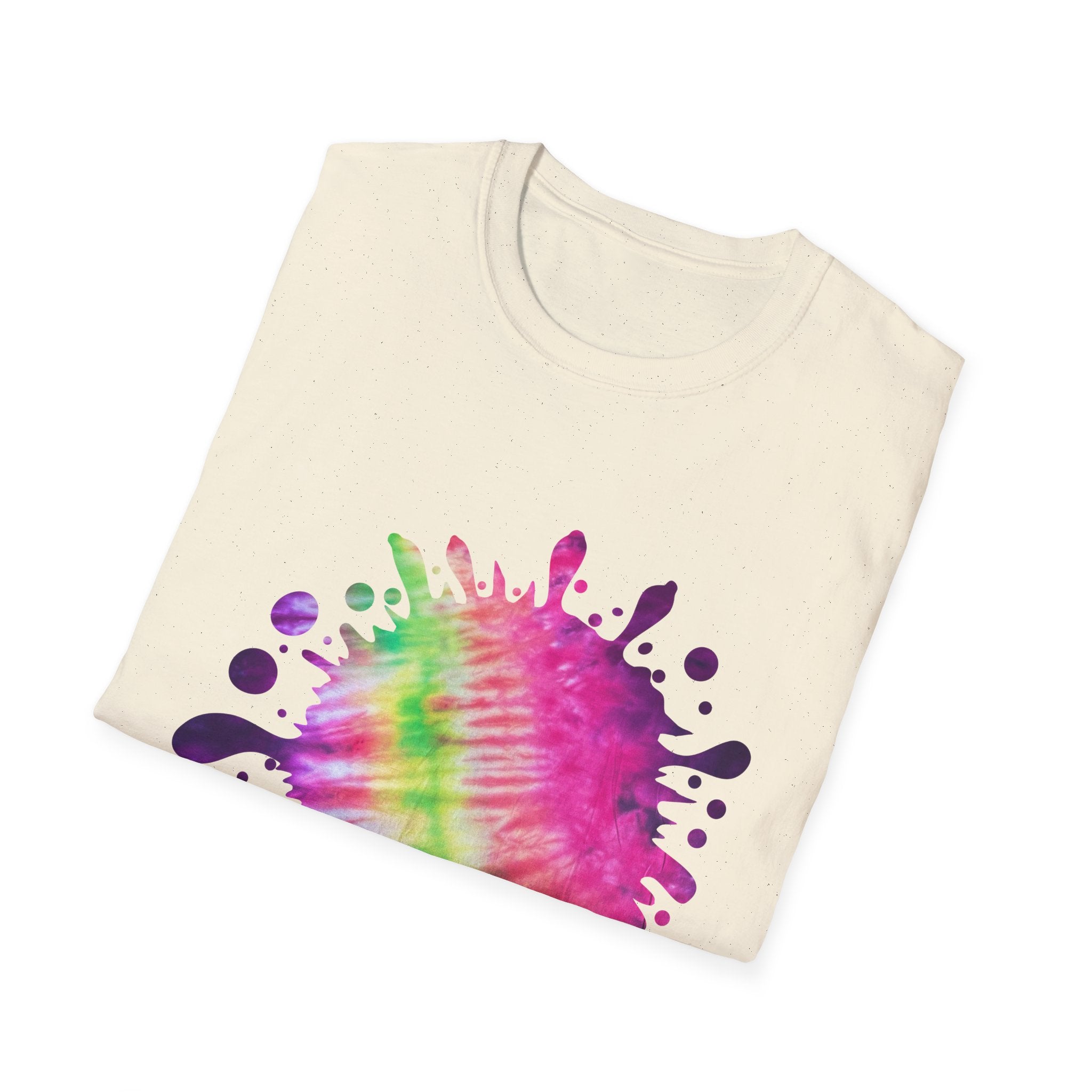 Neon Discovery 2:  Colorful Tie-Dye Splash Unisex Softstyle T-Shirt, Casual Tee, Summer Vibes, Festival Wear, Everyday Comfort, Gift Idea