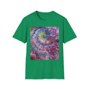 DRAGONFLY DESTINY: Fantasy inspired, Vibrant Tie-Dye T-Shirt, Unisex Softstyle Tee for Festivals, Summer Outings, Birthday Gifts, Casual Wear, Eco-Friendly Fashion