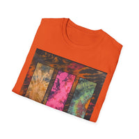 FIRE STONE: Stonehenge inspired collage, Colorful Tie-Dye Unisex T-Shirt, Boho Tee, Summer Vibes Shirt, Festival Wear, Unique Gift for Him and Her