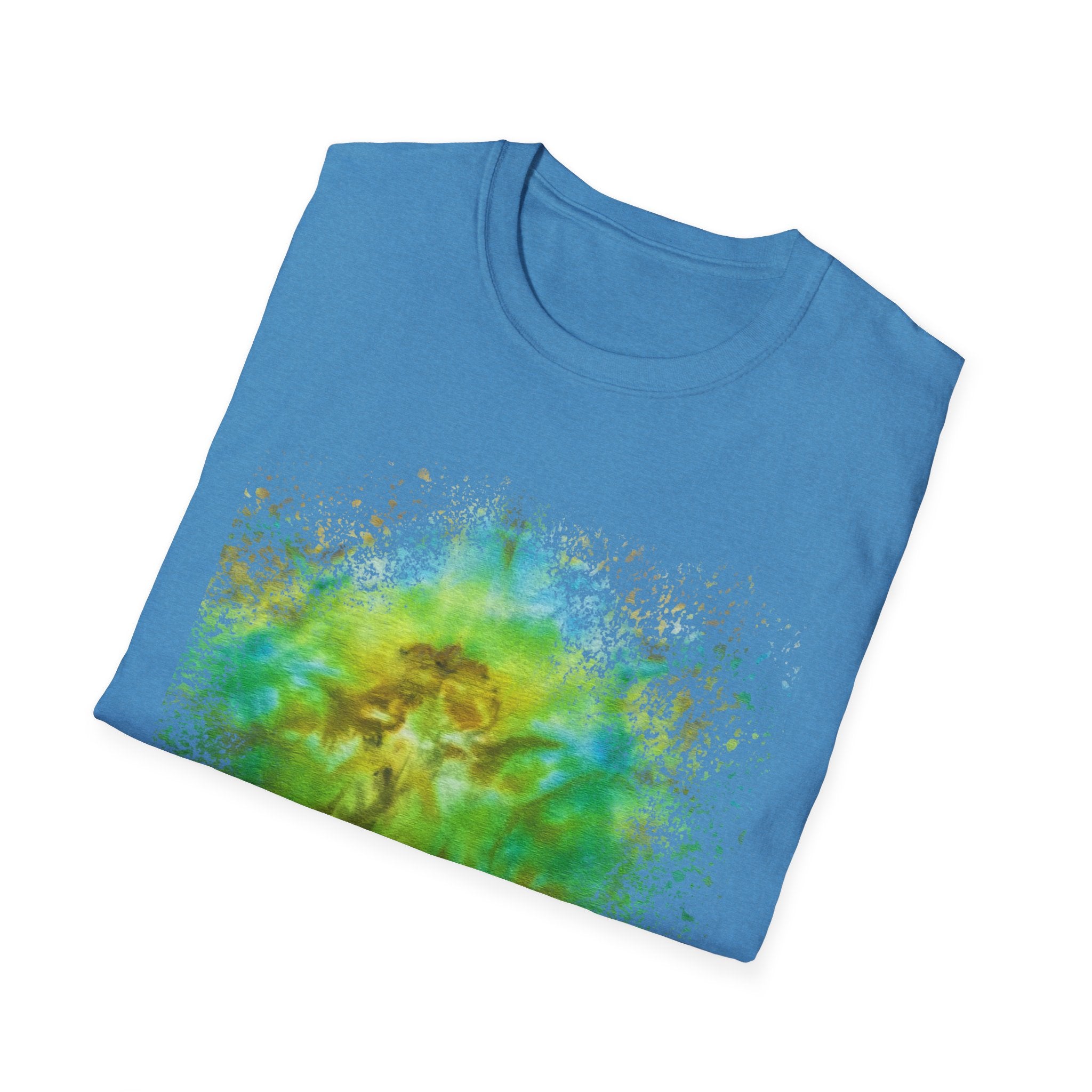 THE CONTRARIAN:  Deep sea vibe, Nature-Inspired Tie-Dye T-Shirt | Unisex Softstyle | Bohemian Vibe | Perfect for Festivals, Casual Wear, Eco-Friendly Living