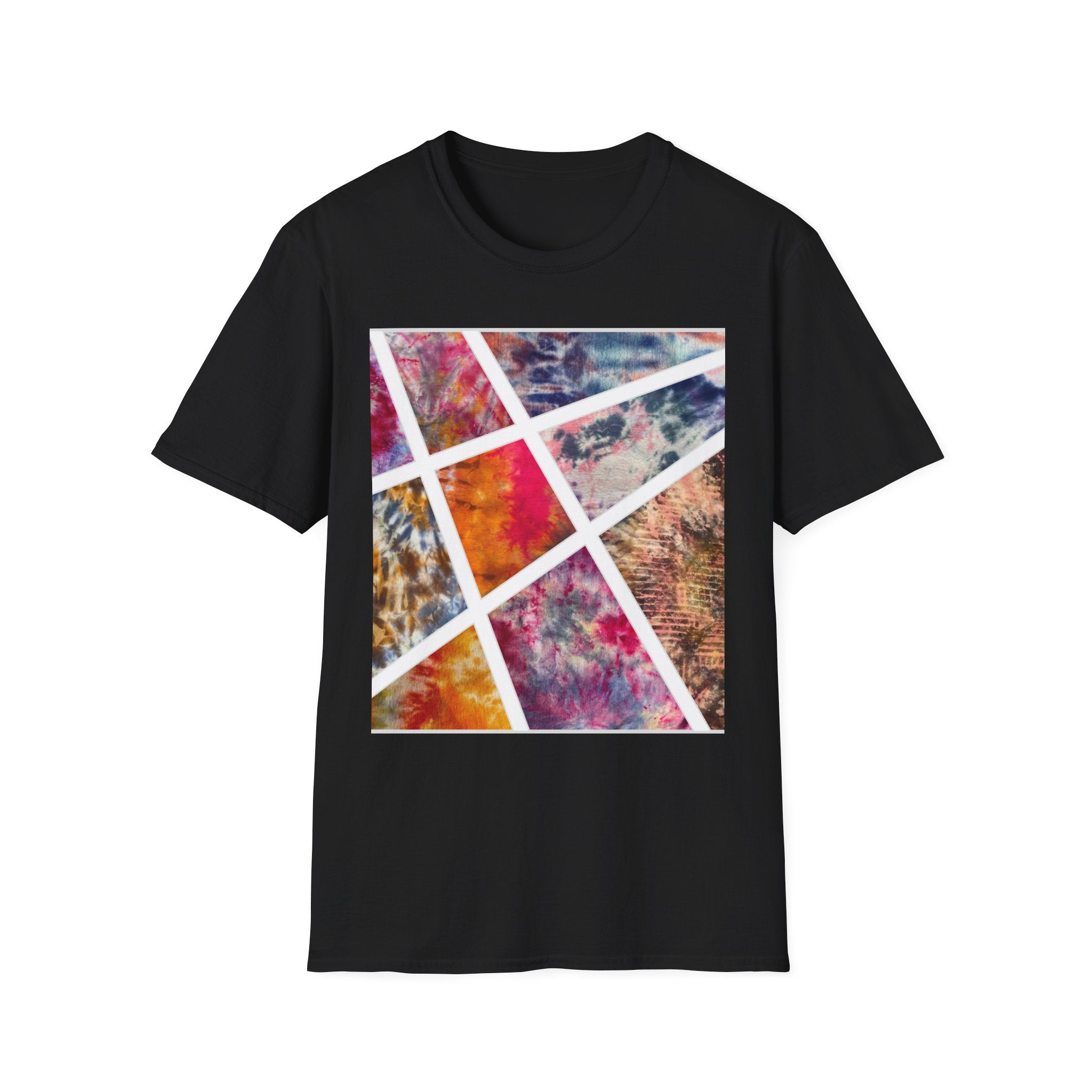 KALEIDOSCOPE: Earth inspired tie dye collage, Unisex Softstyle T-Shirt