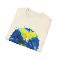 Zenith 2:  Tie-Dye Peace Circle Unisex Softstyle T-Shirt, Vibrant Summer Tee, Gift for Music Festivals, Casual Chic, Eco-Friendly Fashion