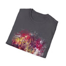 ENIGMA: Gritty, edgy Colorful Abstract Art Unisex Softstyle T-Shirt, Casual Graphic Tee, Gift for Art Lovers, Unique Printed Shirt, Summer Wear, Festival Apparel