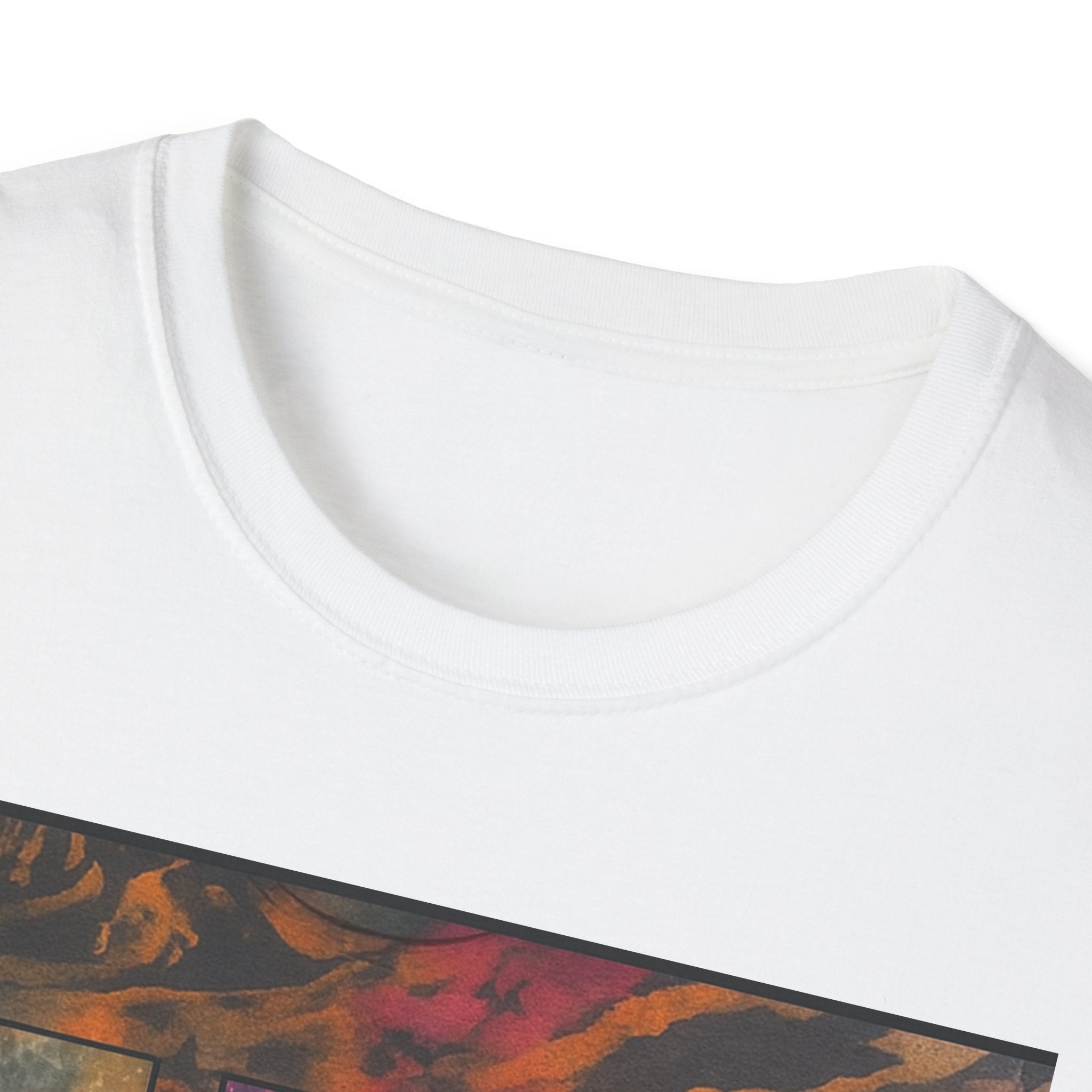 FIRE STONE: Stonehenge inspired collage, Colorful Tie-Dye Unisex T-Shirt, Boho Tee, Summer Vibes Shirt, Festival Wear, Unique Gift for Him and Her