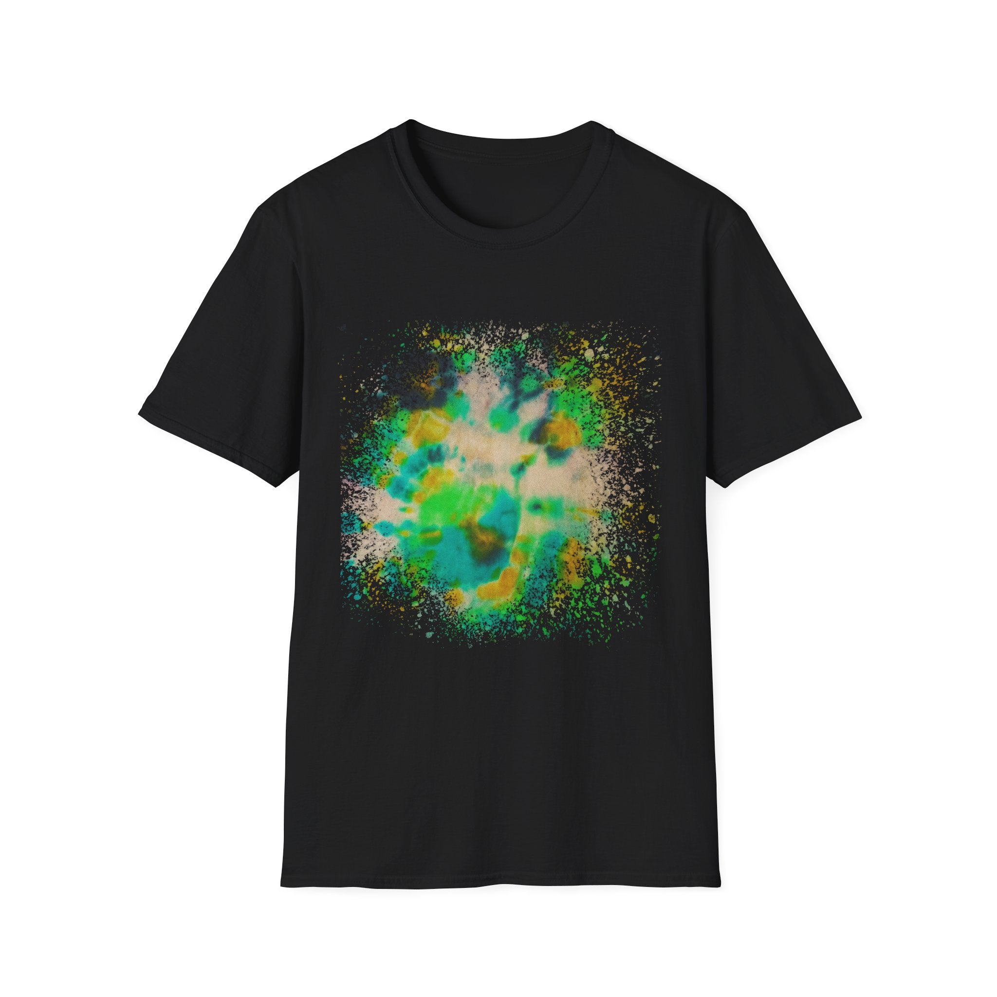 TURQUOISE TREASURE:  Colorful, splat style, Vibrant Abstract T-Shirt | Unisex Softstyle Graphic Tee, Casual Wear, Gift for Art Lovers, Summer Fashion, Unique Design
