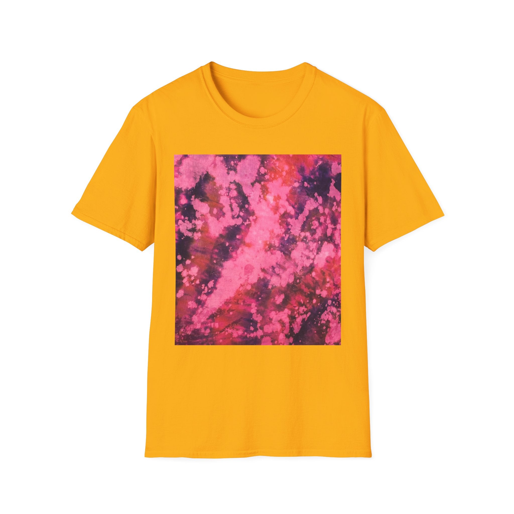 MAGENTA MADNESS;  Smash style, Vibrant Tie-Dye T-Shirt, Unisex Softstyle Tee for Festivals, Summer Vibes, Gifts for Friends, Casual Wear, Easy Fashion
