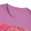 FLAMINGO:  Pink explosion! Colorful Tie-Dye Unisex Softstyle T-Shirt – Perfect for Festivals, Summer Vibes, Casual Outings, Gifts, and Everyday Wear