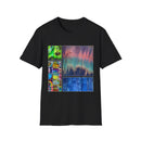NORTHERN LIGHTS: Vibrant  Tie Dye collage Art, Unisex Softstyle T-Shirt | Casual Fashion, Gift for Art Lovers, Summer Wear, Festival Outfit, Unique Graphic Tee