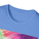 NEON DISCOVERY:  Sky zone, Vibrant Tie-Dye Unisex Softstyle T-Shirt - Trendy Casual Wear, Summer Festivals, Gifts for Friends, Retro Vibe, Unisex Tee