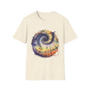 Mocha Spider Dance 2:  Spiral Tie-Dye Unisex T-Shirt, Boho Style Tee, Casual Comfort Shirt, Gift for Nature Lovers, Summer Vibes Apparel