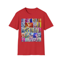 THE SCRAMBLE: Colorful, sampler style,  Tie-Dye collage Unisex T-Shirt, Vibrant Casual Wear, Summer Festival Top, Gift for Him/Her, Retro Vibe Fashion