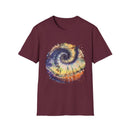 Mocha Spider Dance 2:  Spiral Tie-Dye Unisex T-Shirt, Boho Style Tee, Casual Comfort Shirt, Gift for Nature Lovers, Summer Vibes Apparel