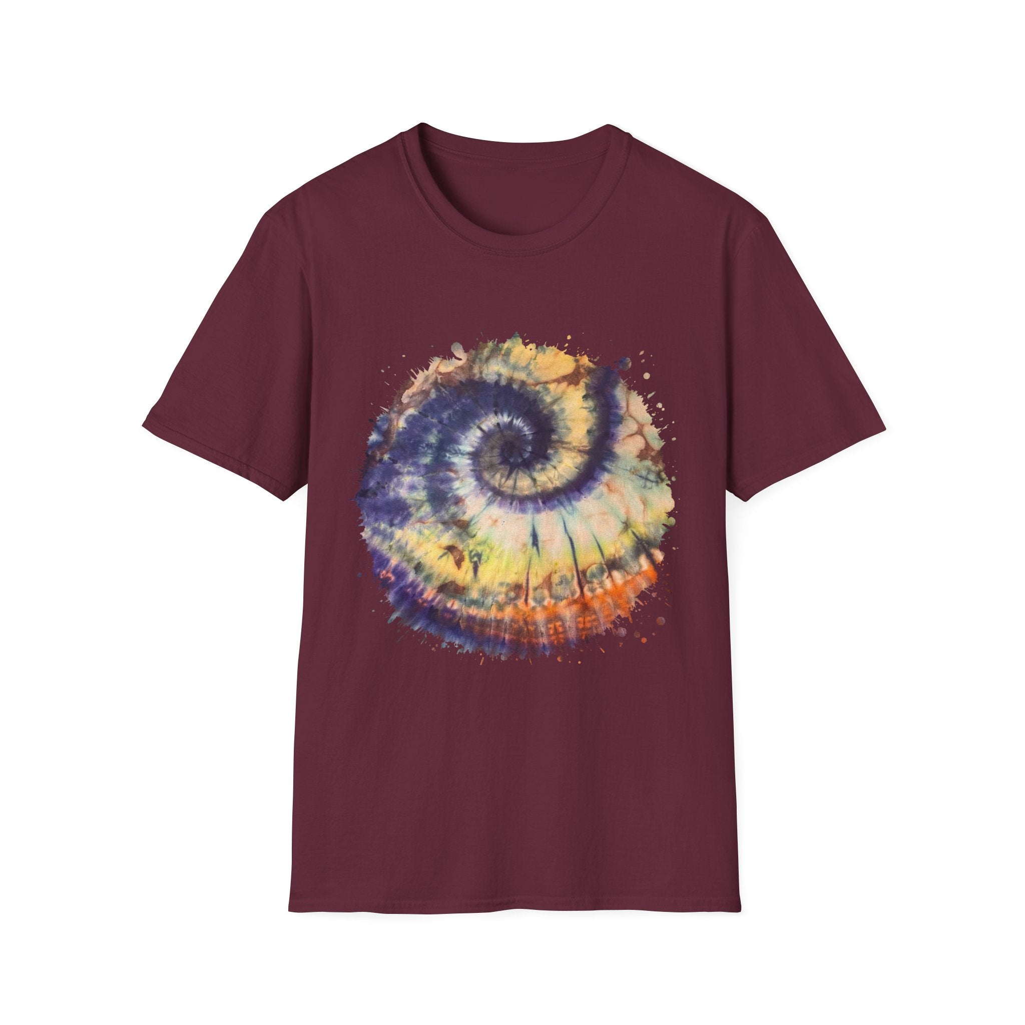 Mocha Spider Dance 2:  Spiral Tie-Dye Unisex T-Shirt, Boho Style Tee, Casual Comfort Shirt, Gift for Nature Lovers, Summer Vibes Apparel