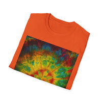 HABANERO HELIX: Rich, bright and Colorful Tie-Dye Unisex Softstyle T-Shirt, Retro Vibe Tee, Festival Outfits, Gift for Teens, Summer Essentials, Casual Wear