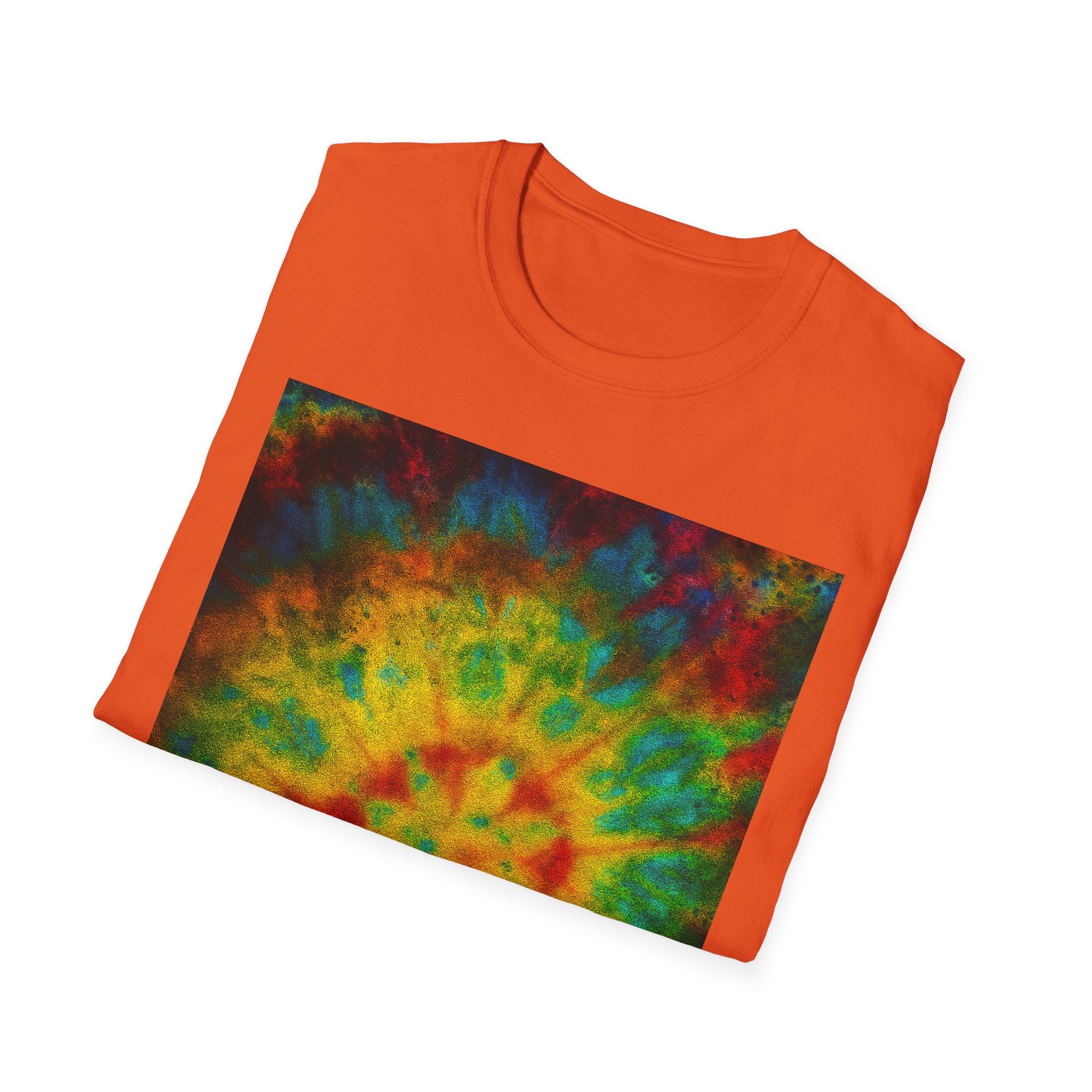 HABANERO HELIX: Rich, bright and Colorful Tie-Dye Unisex Softstyle T-Shirt, Retro Vibe Tee, Festival Outfits, Gift for Teens, Summer Essentials, Casual Wear