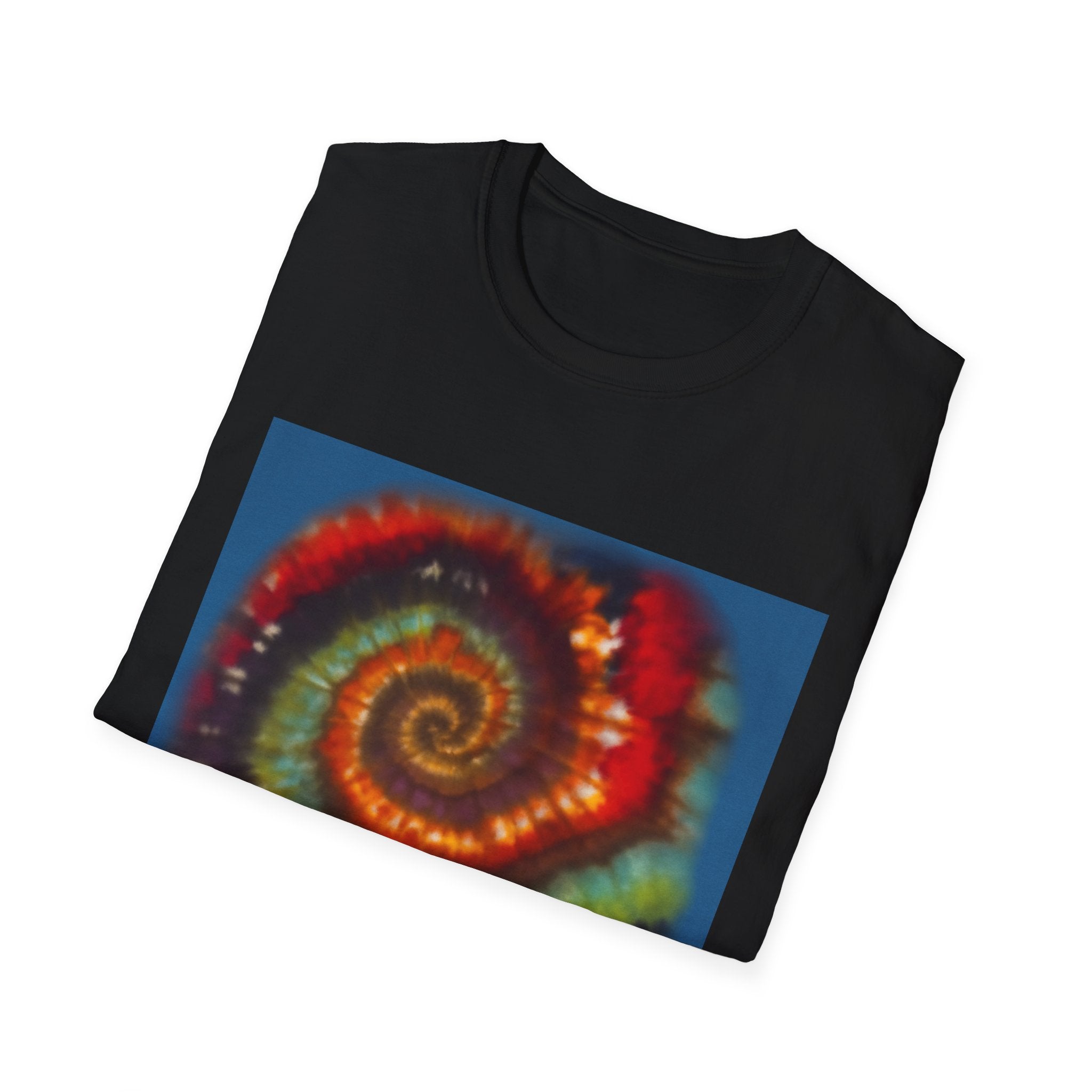 CHARTREUSE LEGEND:  Colorful Spiral TIe Dye Design Unisex Softstyle T-Shirt | Bohemian Vibe, Everyday Wear, Gift, Festival Style, Relaxation