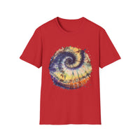 Mocha Spider Dance 2:  Spiral Tie-Dye Unisex T-Shirt, Boho Style Tee, Casual Comfort Shirt, Gift for Nature Lovers, Summer Vibes Apparel