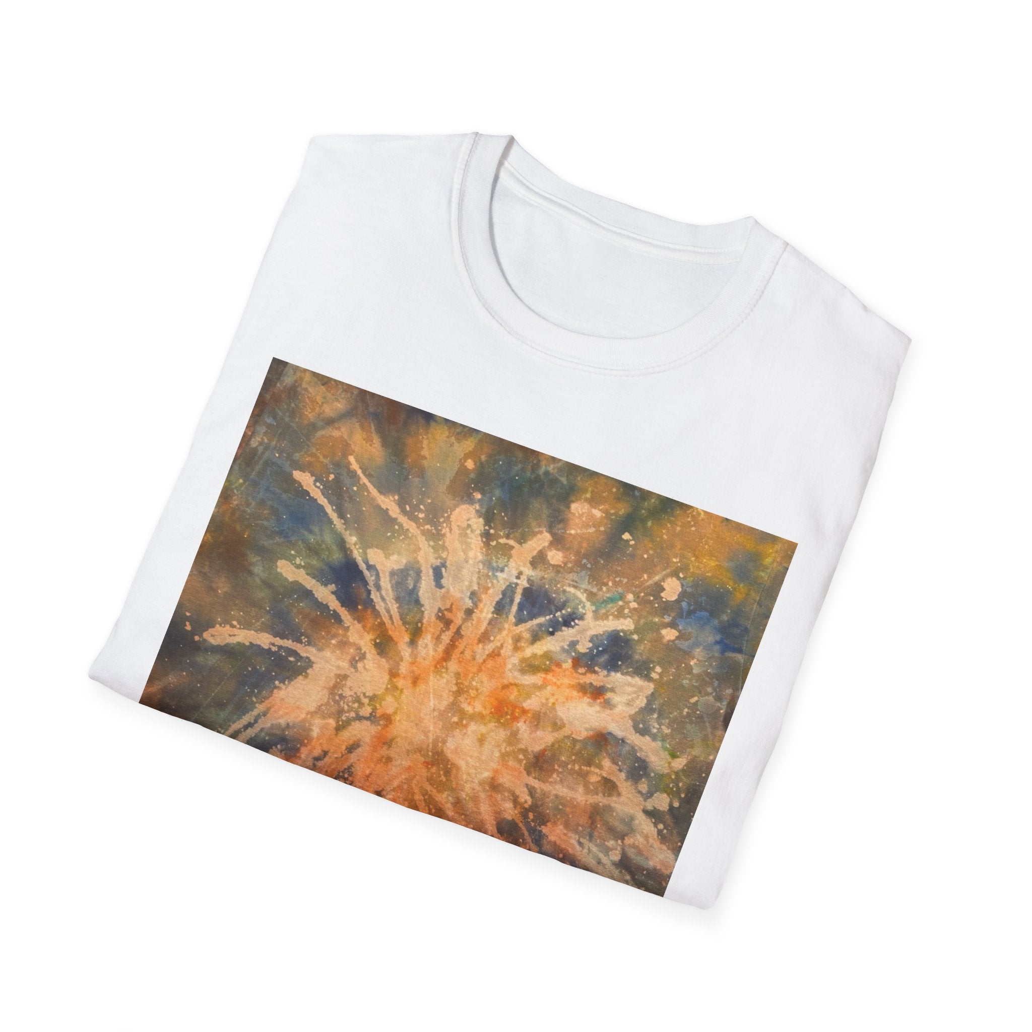 ETERNAL STAR FIRE: Cosmic Starburst T-Shirt - Softstyle Tee, Unisex Casual Shirt, Unique Graphic Top, Gift for Art Lovers, Trendy Summer Wear