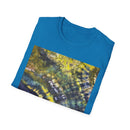 EVERGREEN TIDE: Smash stye tie dye, Vibrant Abstract Unisex Softstyle T-Shirt, Casual Wear, Art-Tee, Gift for Art Lovers, Unique Art Shirt, Dreamy Graphic T-Shirt