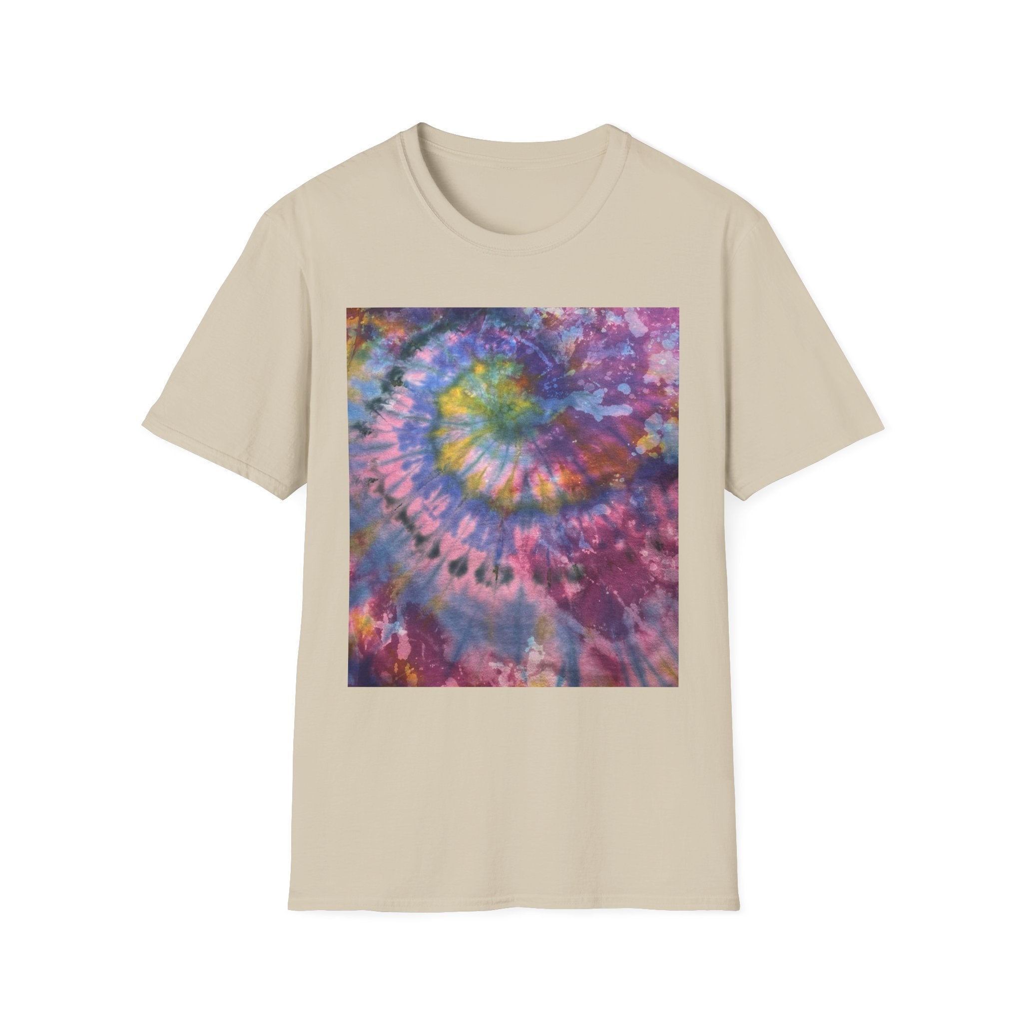 DRAGONFLY DESTINY: Fantasy inspired, Vibrant Tie-Dye T-Shirt, Unisex Softstyle Tee for Festivals, Summer Outings, Birthday Gifts, Casual Wear, Eco-Friendly Fashion