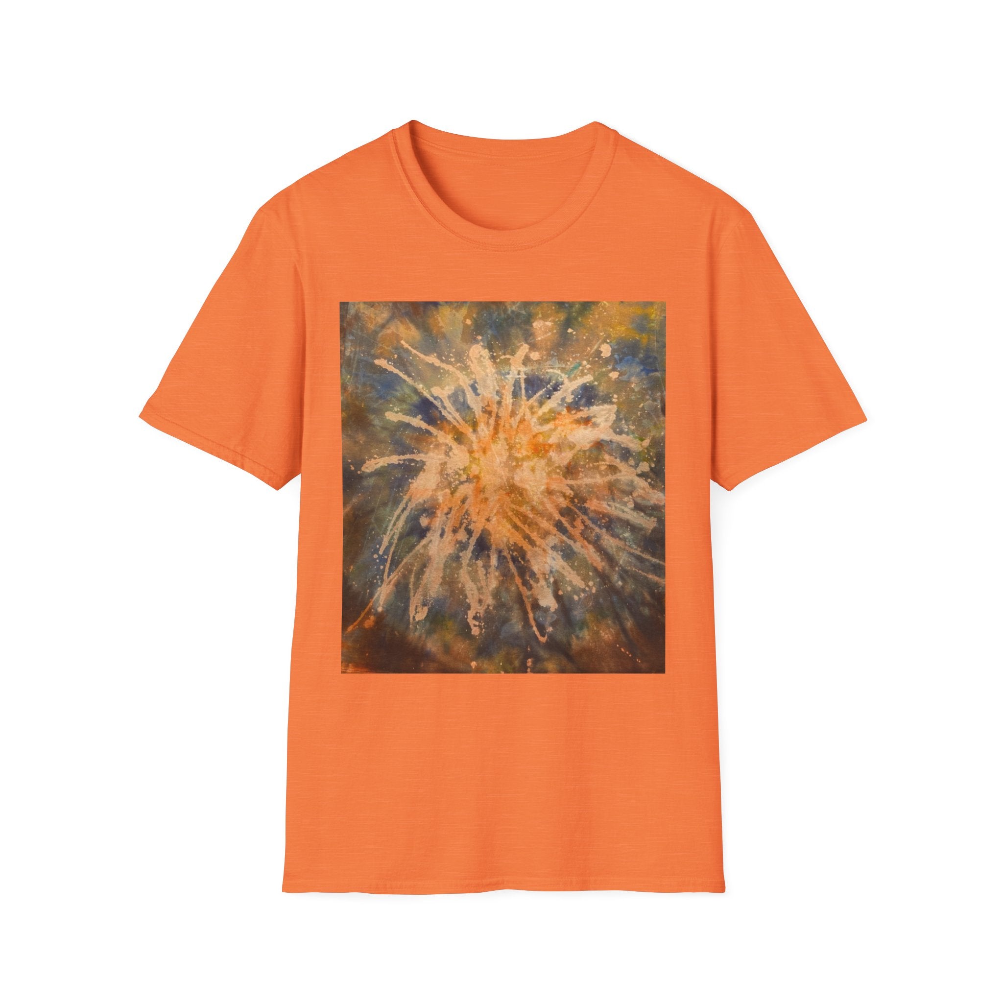 ETERNAL STAR FIRE: Cosmic Starburst T-Shirt - Softstyle Tee, Unisex Casual Shirt, Unique Graphic Top, Gift for Art Lovers, Trendy Summer Wear