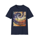 MOCHA SPIDER DANCE:  Unique Spiral Tie-Dye Unisex T-Shirt, Boho Chic Tee, Summer Vibes Top, Festival Wear, Eco-Friendly Gift