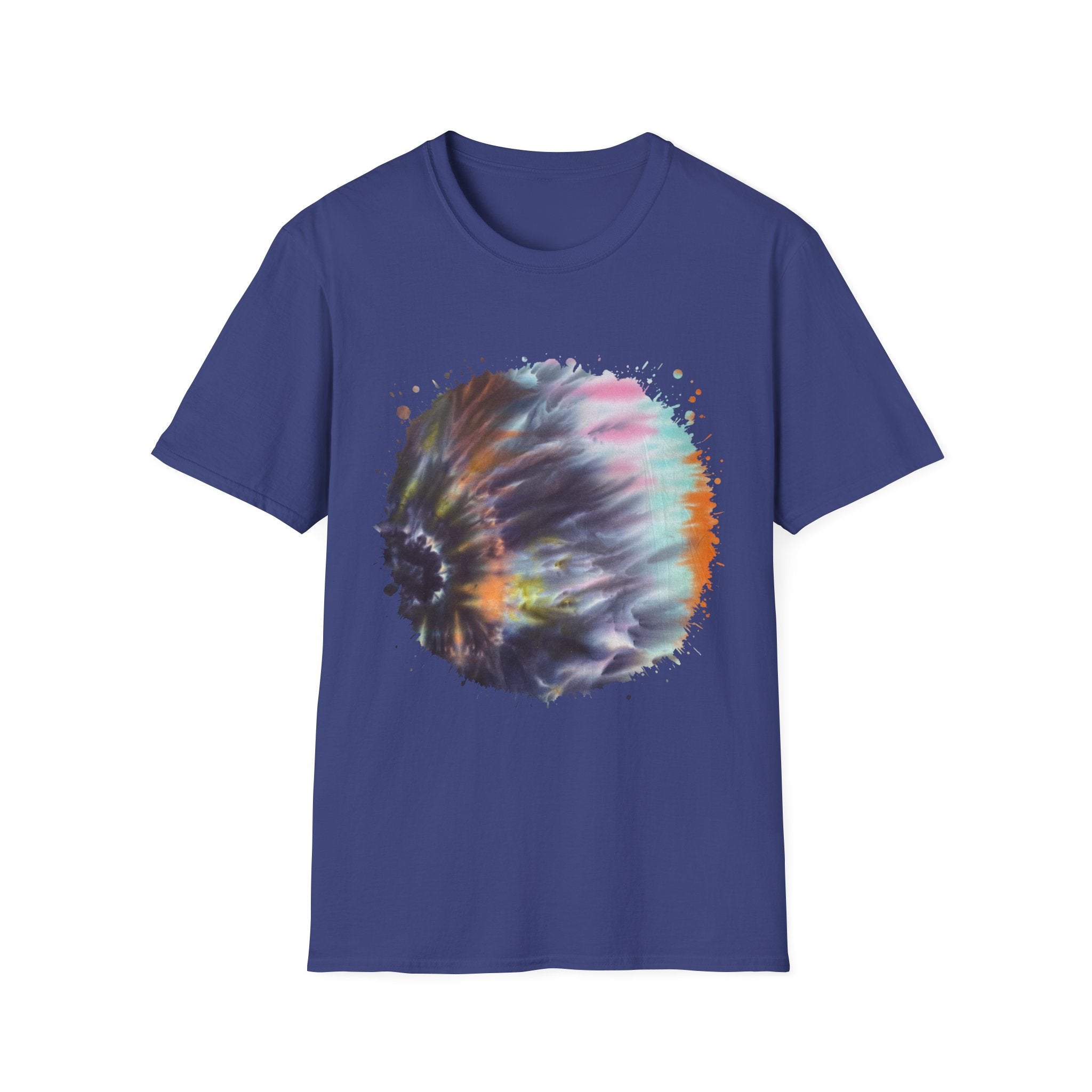 Bravado 2:  Colorful Tie-Dye Unisex Softstyle T-Shirt with Abstract Design, Perfect for Festivals, Casual Outings, Relaxed Days, Summer Vibes, and Gifts