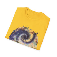 Mocha Spider Dance 2:  Spiral Tie-Dye Unisex T-Shirt, Boho Style Tee, Casual Comfort Shirt, Gift for Nature Lovers, Summer Vibes Apparel
